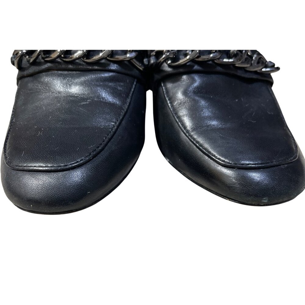 Enzo Angiolini Mule Loafer Chain Slip On Size 7M Black Heels Classic - Picture 5 of 11